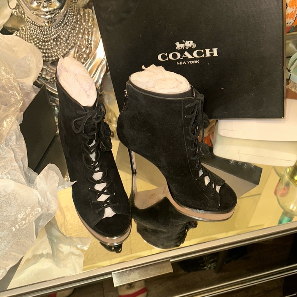 Coach Women's Black Suede Ankle Boots